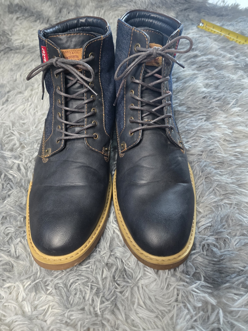 Levi's Men's Navy Denim and Leather Lace-Up Boots, Size 13 - Picture 2 of 9